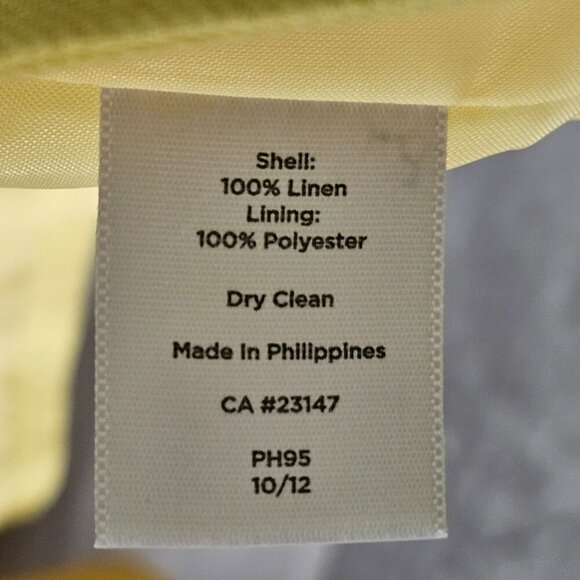 TALBOTS Linen Blazer Womens Size 16 Yellow Open Front Jacket Polyester Lining - Picture 4 of 16